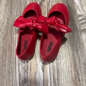 FabKids Red Velvet Dress Shoes with Bow